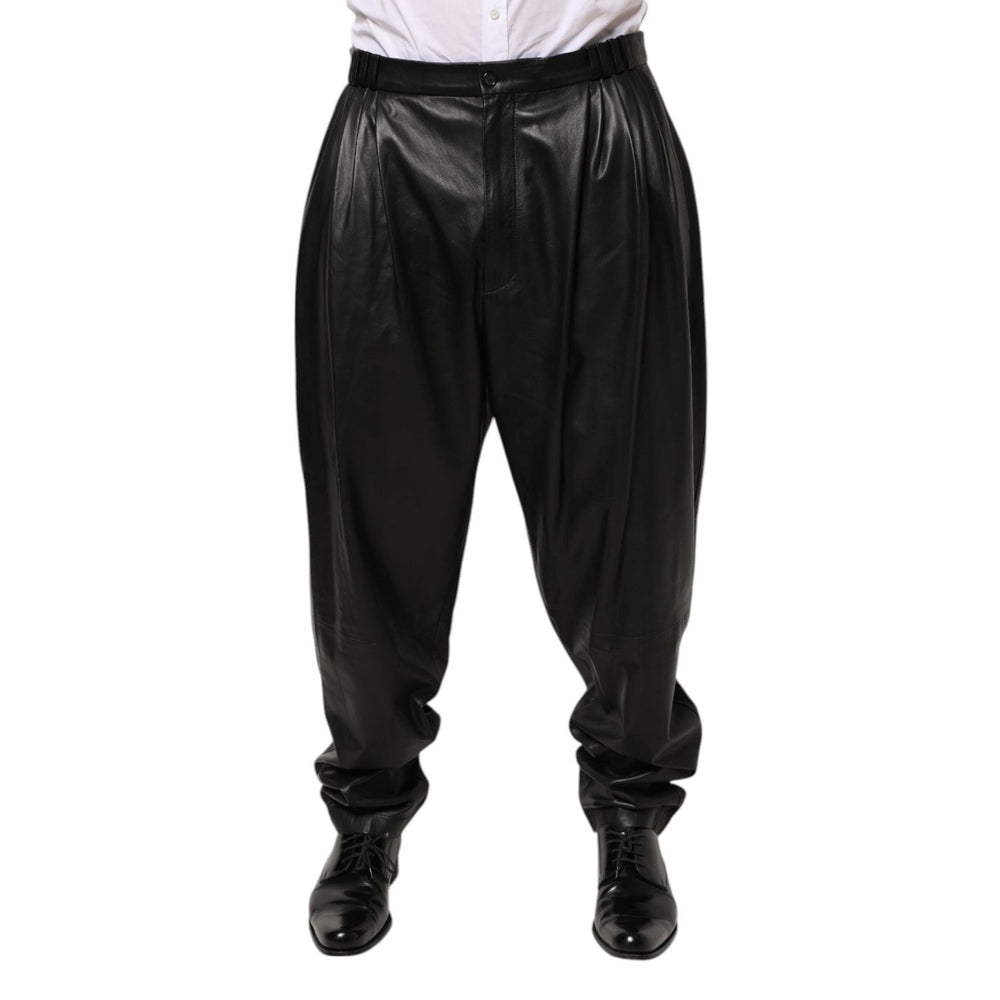 Dolce & Gabbana Black Lamb Leather Trousers Men Pants PAN76745 -50