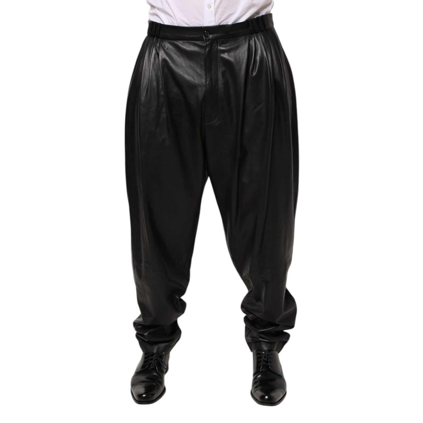 Dolce & Gabbana Black Lamb Leather Trousers Men Pants PAN76745 -50