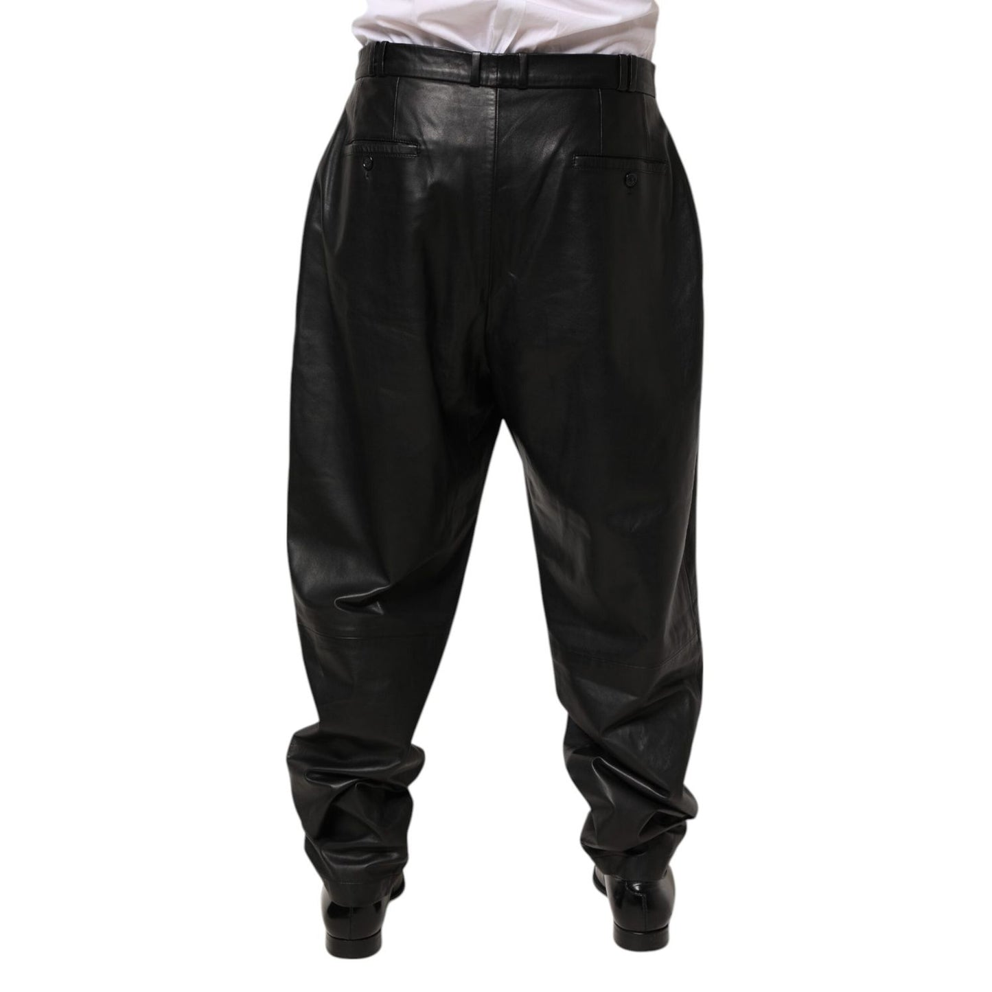 Dolce & Gabbana Black Lamb Leather Trousers Men Pants PAN76745 -50