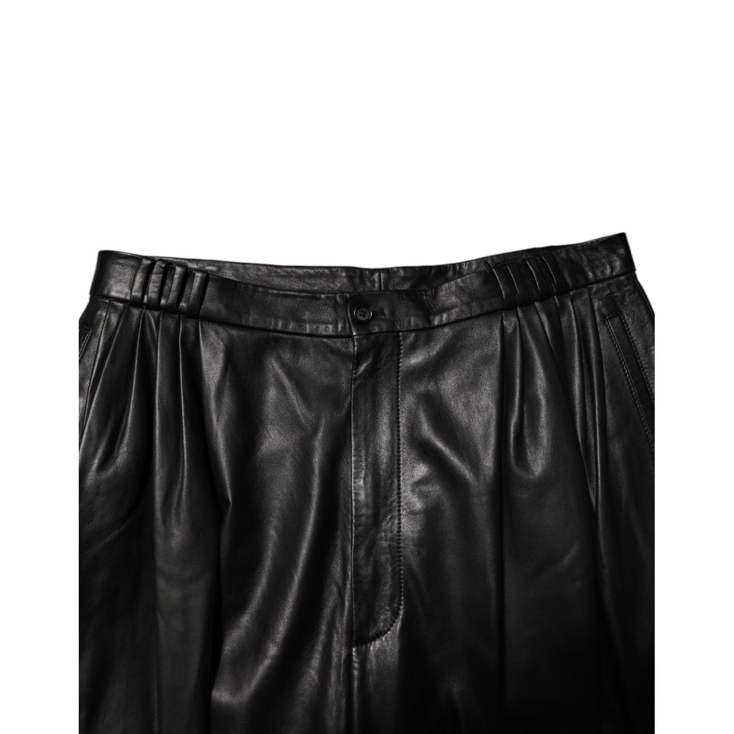 Dolce & Gabbana Black Lamb Leather Trousers Men Pants PAN76745 -50