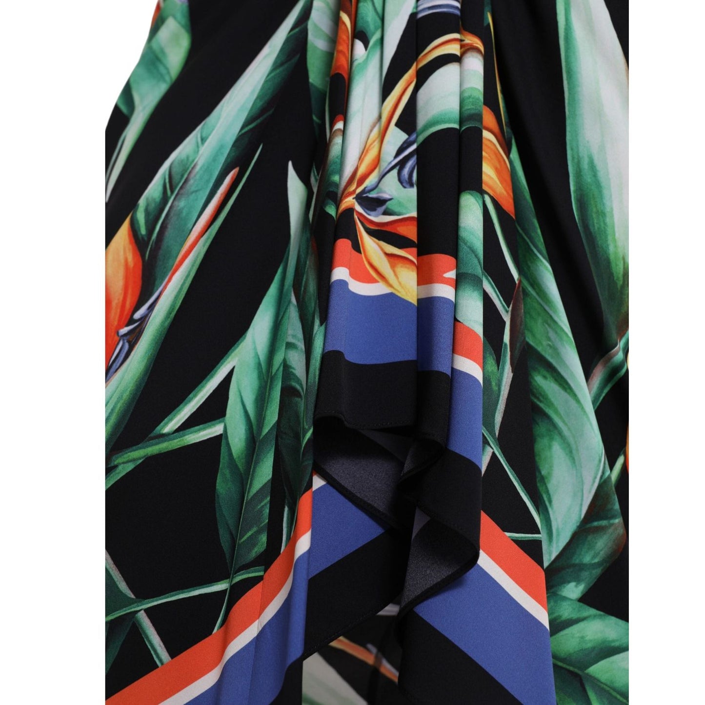 Dolce & Gabbana Black Strelitzia High Waist Wrap Midi Skirt SKI1932-36
