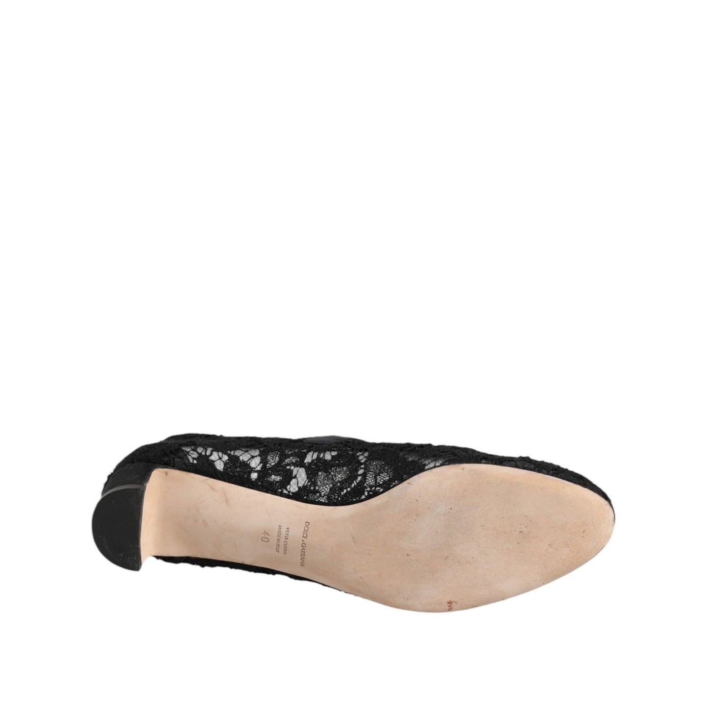 Dolce & Gabbana Black Vally Taormina Floral Lace Pumps Shoes LA12712-40