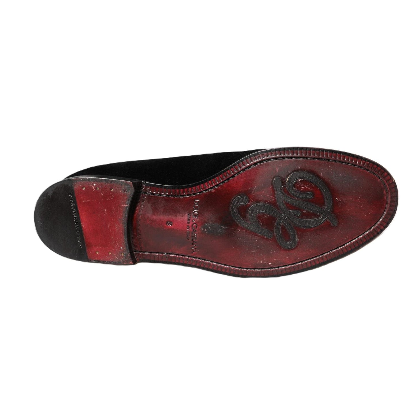 Dolce & Gabbana Black Velvet Slip On Men Loafers Formal Shoes MV8012-42