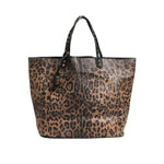Dolce & Gabbana Brown Leopard BEATRICE Leather Logo Plaque Tote Bag BAG4632