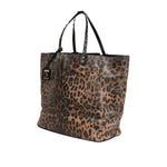 Dolce & Gabbana Brown Leopard BEATRICE Leather Logo Plaque Tote Bag BAG4632