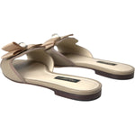 Dolce & Gabbana Beige Logo Pearl Flats Sandals Slides Shoes LA10971-35