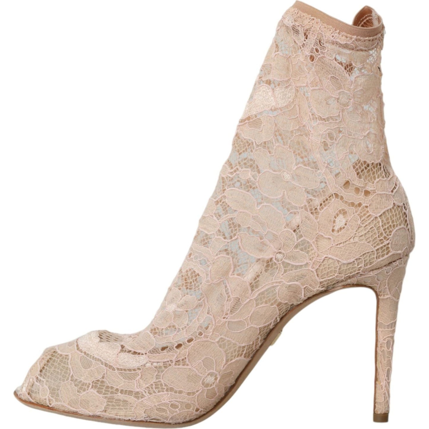 Dolce & Gabbana Beige Stretch Taormina Lace Boots Shoes LA10755-40