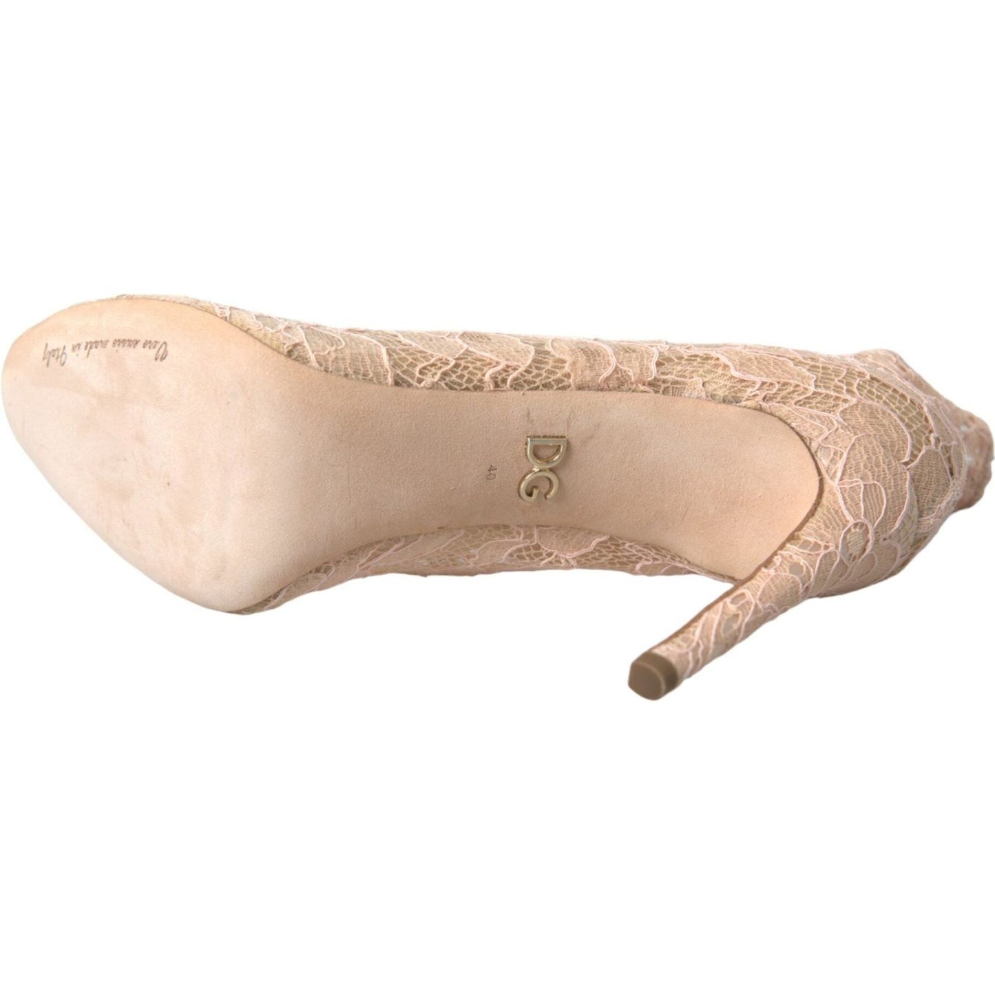 Dolce & Gabbana Beige Stretch Taormina Lace Boots Shoes LA10755-40
