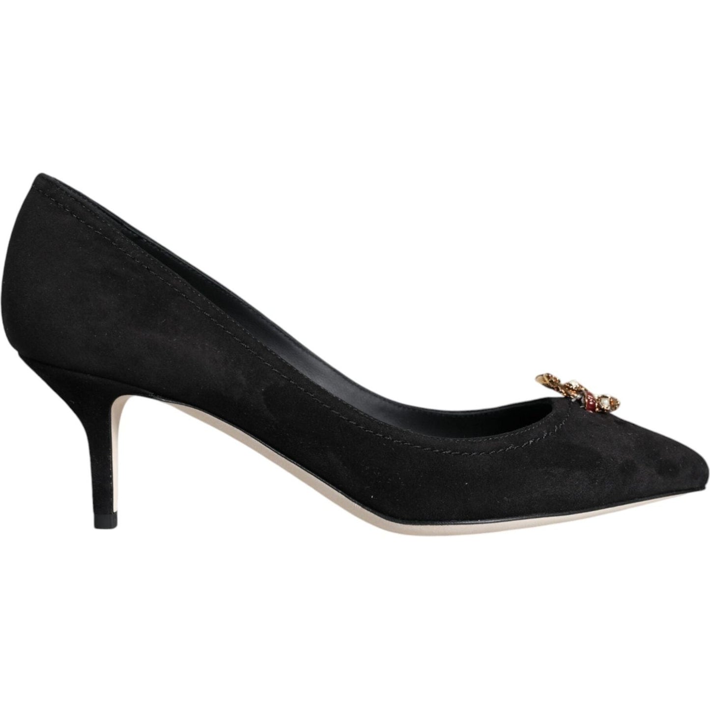 Dolce & Gabbana Black Amore Suede Bellucci Heels Pumps Shoes LA11614-38.5