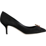 Dolce & Gabbana Black Amore Suede Bellucci Heels Pumps Shoes LA11614-38.5