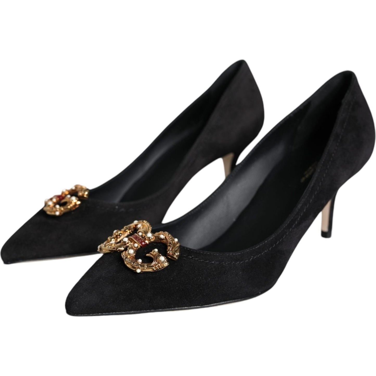 Dolce & Gabbana Black Amore Suede Bellucci Heels Pumps Shoes LA11614-38.5