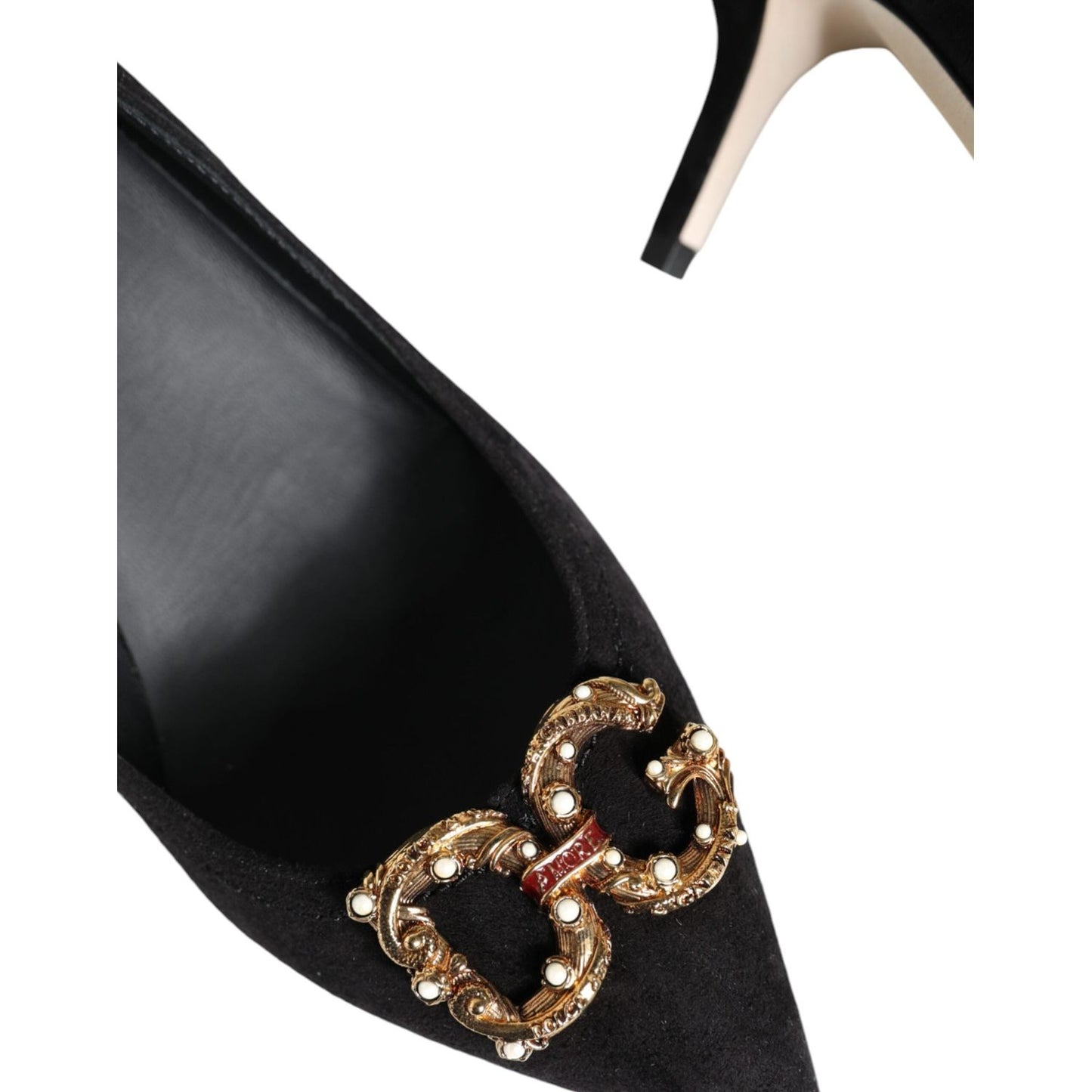 Dolce & Gabbana Black Amore Suede Bellucci Heels Pumps Shoes LA11614-38.5