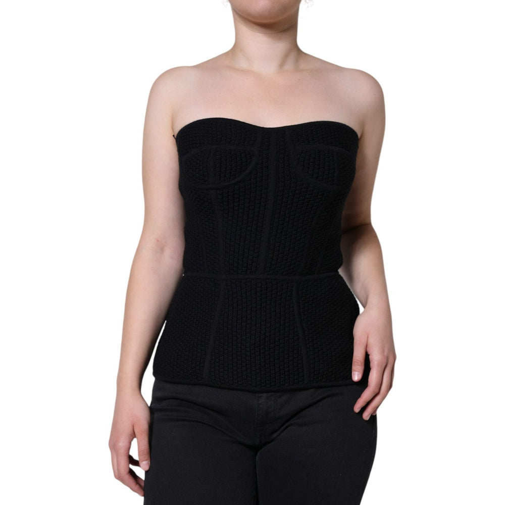 Dolce & Gabbana Black Bustier Sleeveless Corset Blouse Top TSH86602-40
