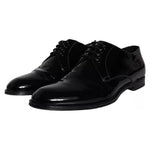 Dolce & Gabbana Black Calfskin Leather Derby Men Dress Shoes MV5704-42