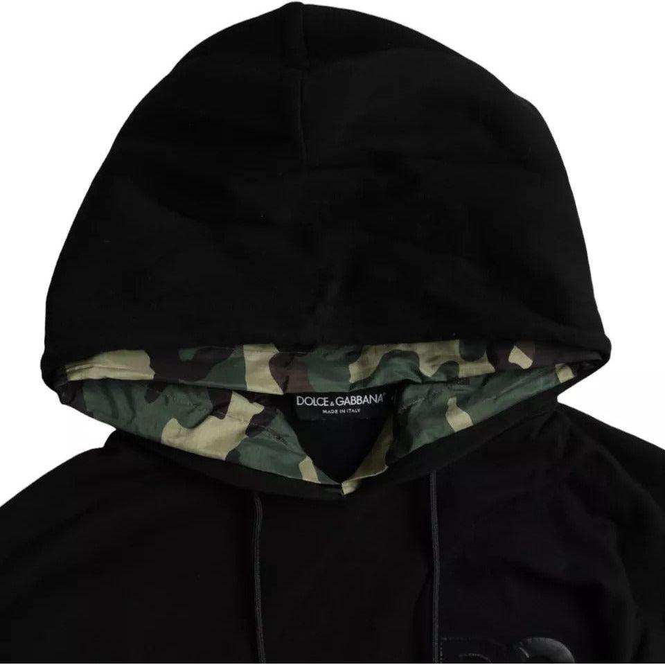 Dolce & Gabbana Black Camouflage Hooded Sweatshirt Sweater TSH86468-46