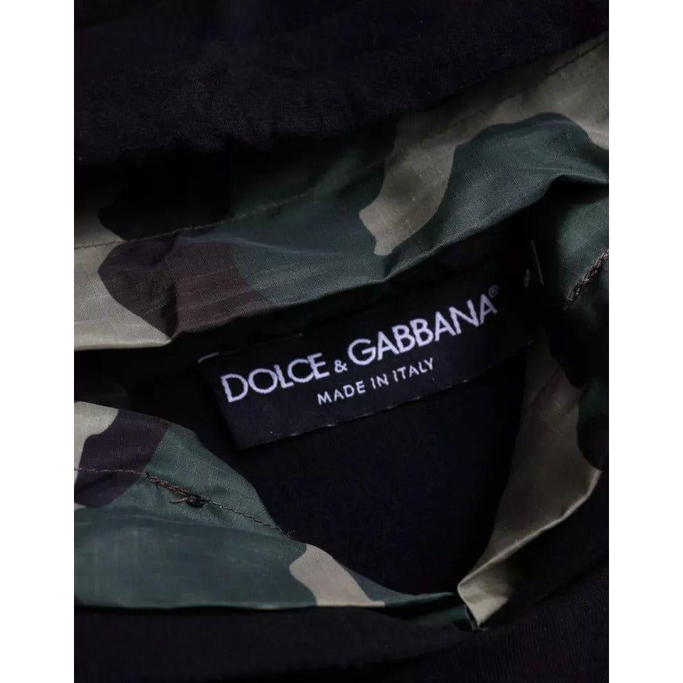Dolce & Gabbana Black Camouflage Hooded Sweatshirt Sweater TSH86468-46