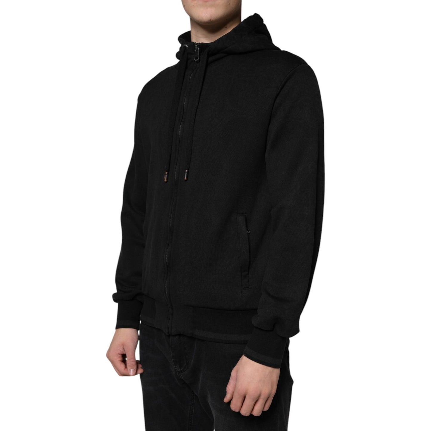 Dolce & Gabbana Black Cotton Full Zip Hooded Bomber Jacket JKT3901-50