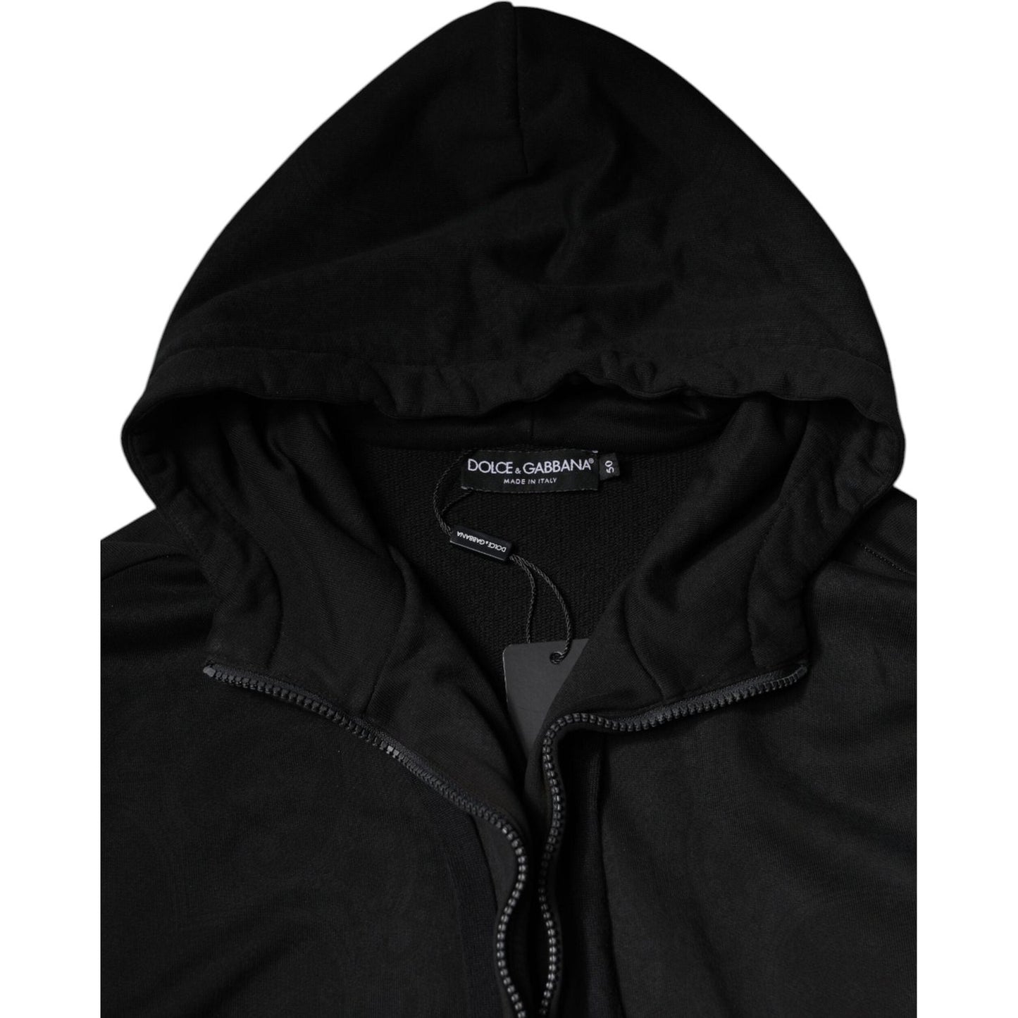 Dolce & Gabbana Black Cotton Full Zip Hooded Bomber Jacket JKT3901-50