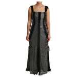 Dolce & Gabbana Black Crystals Lace Up Runway Gown Dress DR2708-44