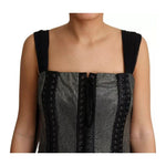 Dolce & Gabbana Black Crystals Lace Up Runway Gown Dress DR2708-44