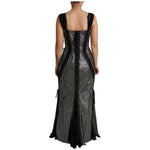Dolce & Gabbana Black Crystals Lace Up Runway Gown Dress DR2708-44