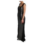 Dolce & Gabbana Black Crystals Lace Up Runway Gown Dress DR2708-44