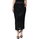 Dolce & Gabbana Black Embellished Pencil Cut Midi Skirt SKI1922-44