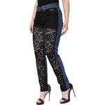 Dolce & Gabbana Black Floral Lace Front Skinny Denim Jeans PAN74594-44