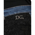 Dolce & Gabbana Black Floral Lace Front Skinny Denim Jeans PAN74594-44