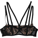 Dolce & Gabbana Black Floral Lace Nylon Balconcino Bra Underwear BIK1822-2