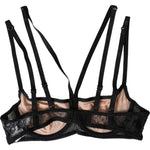 Dolce & Gabbana Black Floral Lace Nylon Balconcino Bra Underwear BIK1822-2