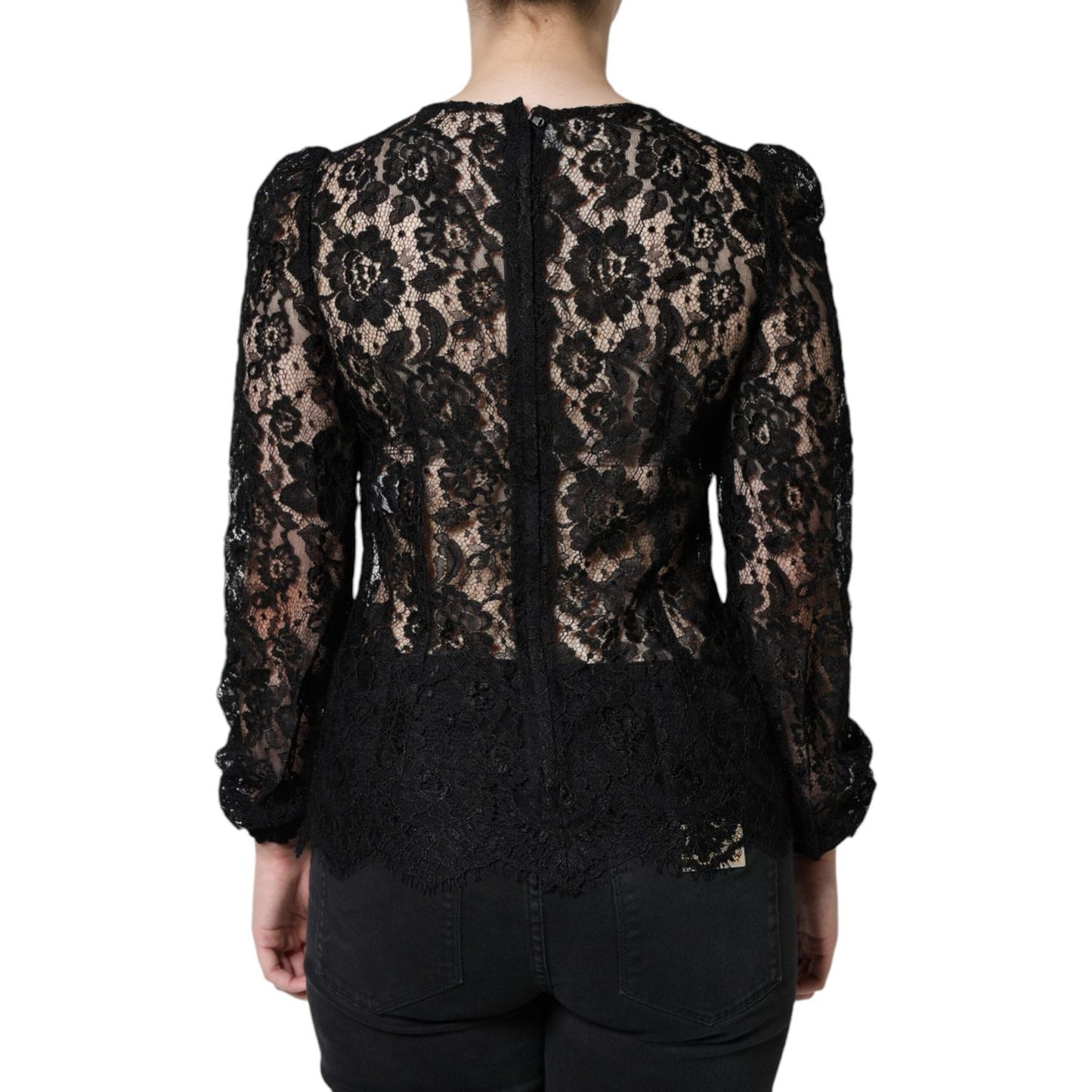 Dolce & Gabbana Black Floral Lace See Through Long Sleeve Top TSH86554-40