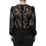 Dolce & Gabbana Black Floral Lace See Through Long Sleeve Top TSH86554-40
