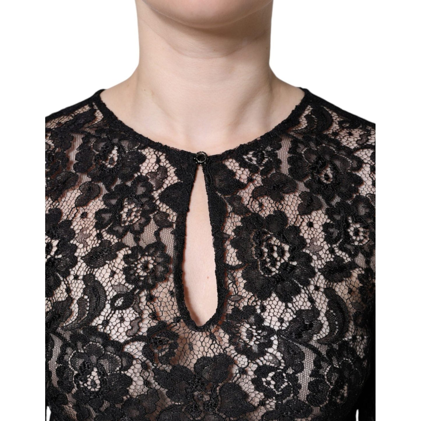Dolce & Gabbana Black Floral Lace See Through Long Sleeve Top TSH86554-40