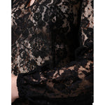 Dolce & Gabbana Black Floral Lace See Through Long Sleeve Top TSH86554-40