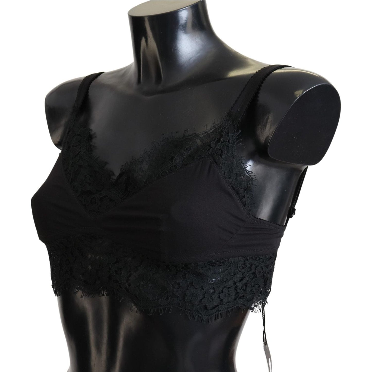 Dolce & Gabbana Black Floral Lace Stretch Bralette Underwear BIK1639-2