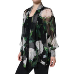 Dolce & Gabbana Black Floral Print Silk Cardigan Blouse Top TSH86546-40