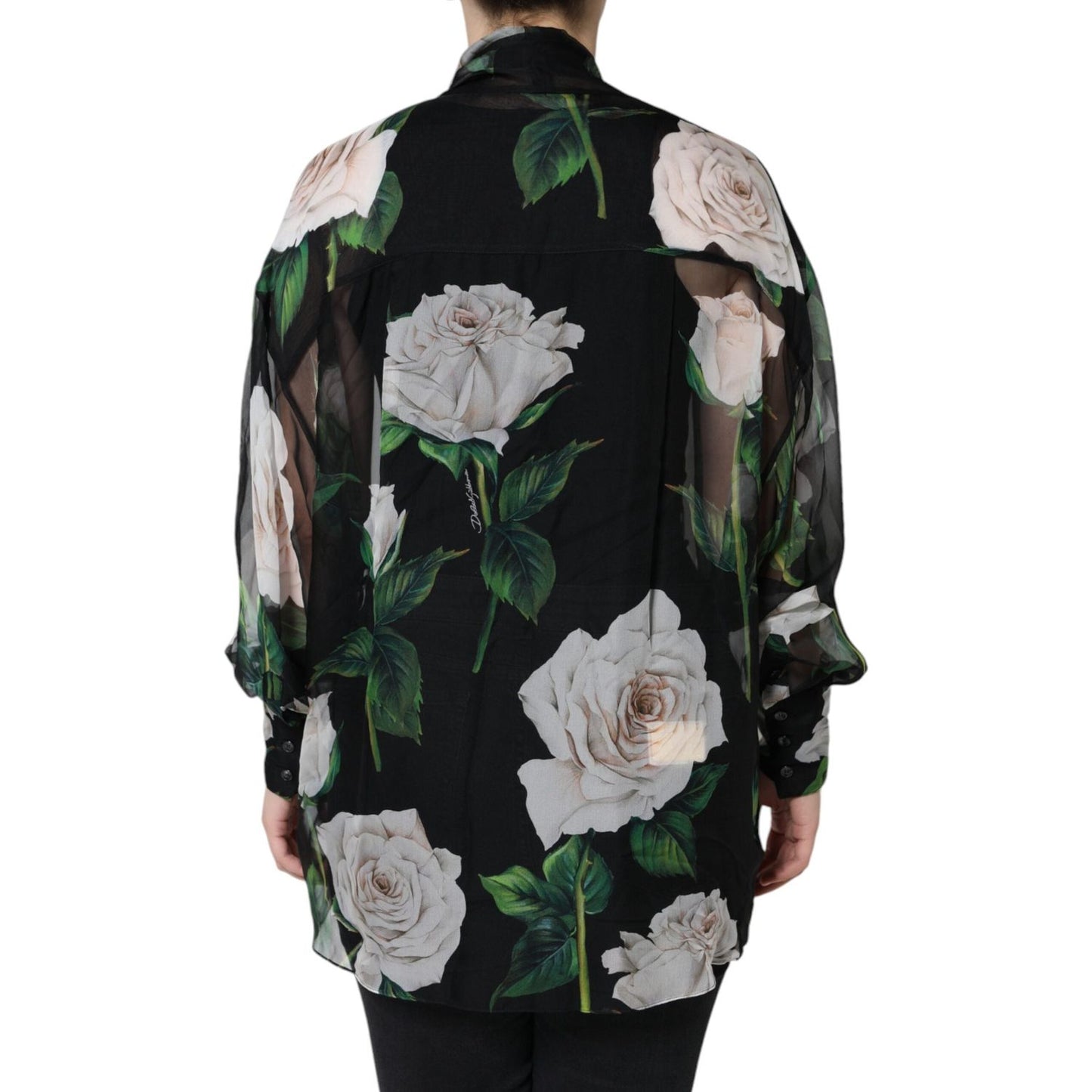 Dolce & Gabbana Black Floral Print Silk Cardigan Blouse Top TSH86546-40