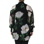 Dolce & Gabbana Black Floral Print Silk Cardigan Blouse Top TSH86546-40