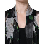 Dolce & Gabbana Black Floral Print Silk Cardigan Blouse Top TSH86546-40