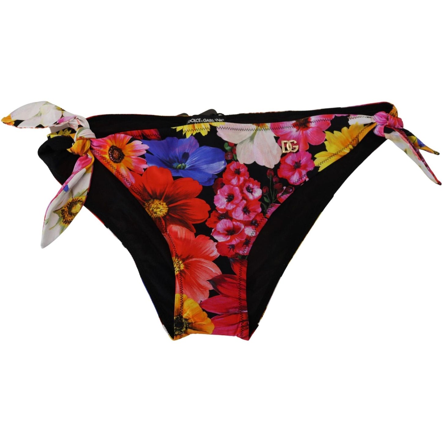 Dolce & Gabbana Black Floral Print Swimsuit Bikini Bottom Swimwear BIK1646-3