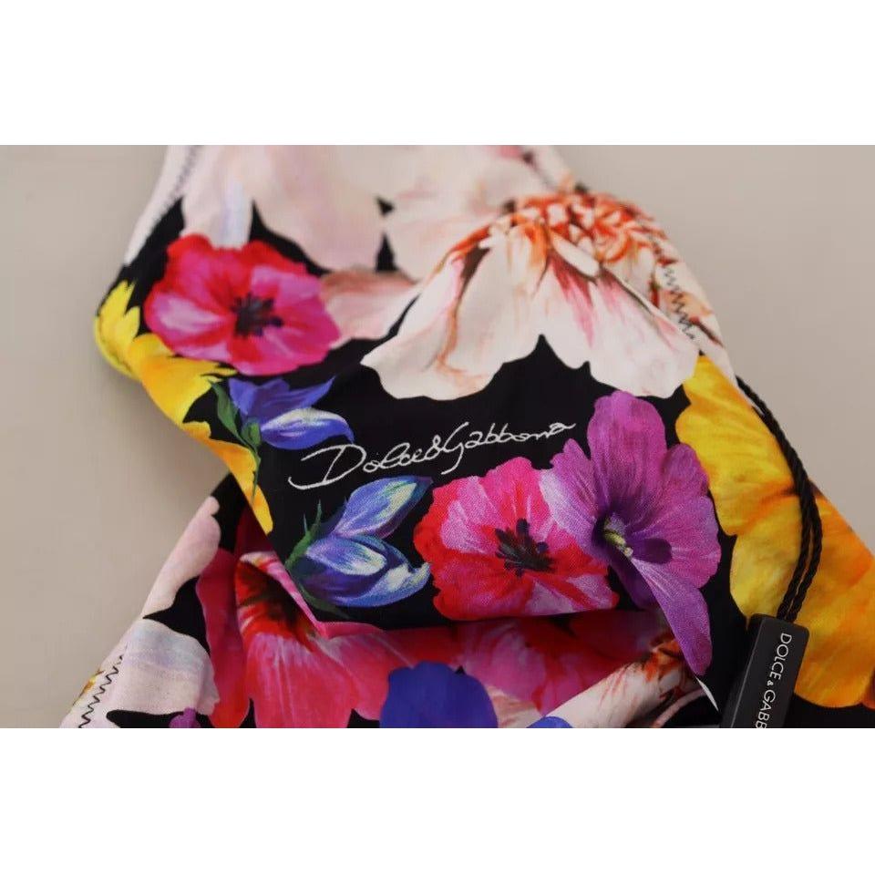 Dolce & Gabbana Black Floral Print Swimsuit Bikini Bottom Swimwear BIK1646-3