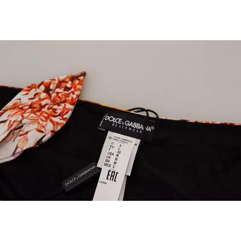 Dolce & Gabbana Black Floral Print Swimsuit Bikini Bottom Swimwear BIK1646-3