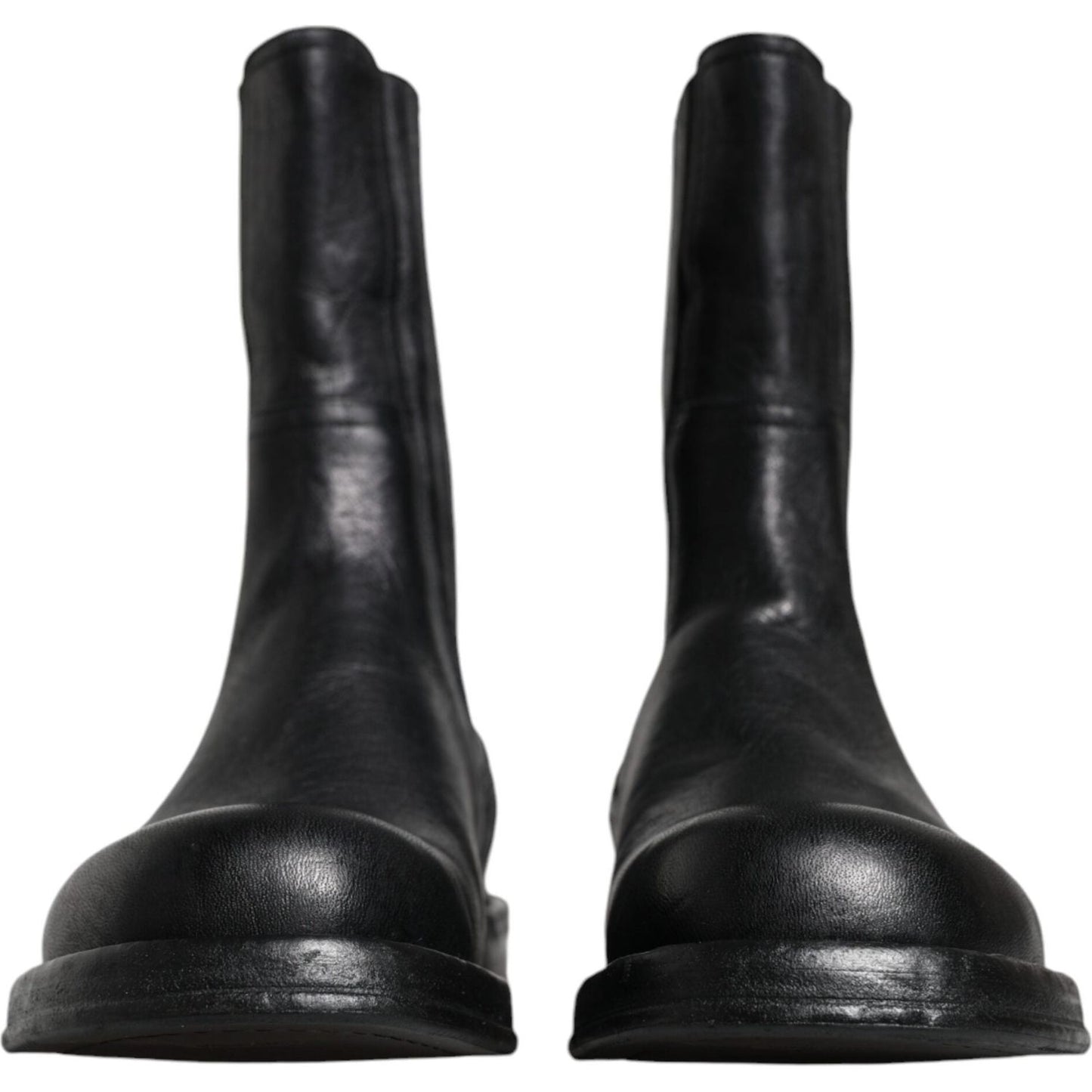 Dolce & Gabbana Black Horse Leather Mid Calf Boots Shoes MV6212-41