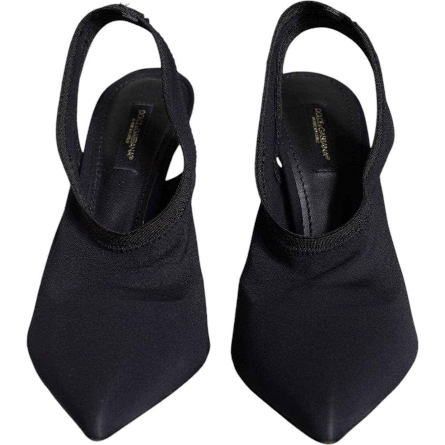 Dolce & Gabbana Black Jersey Stretch Heels Slingback Shoes LA11690-39