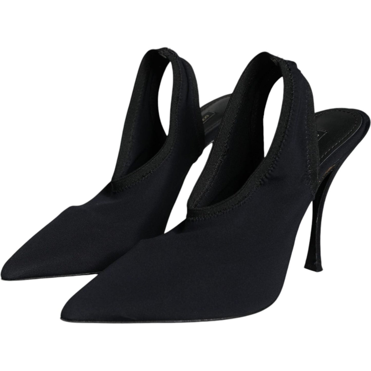 Dolce & Gabbana Black Jersey Stretch Heels Slingback Shoes LA11690-39