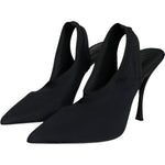 Dolce & Gabbana Black Jersey Stretch Heels Slingback Shoes LA11690-39