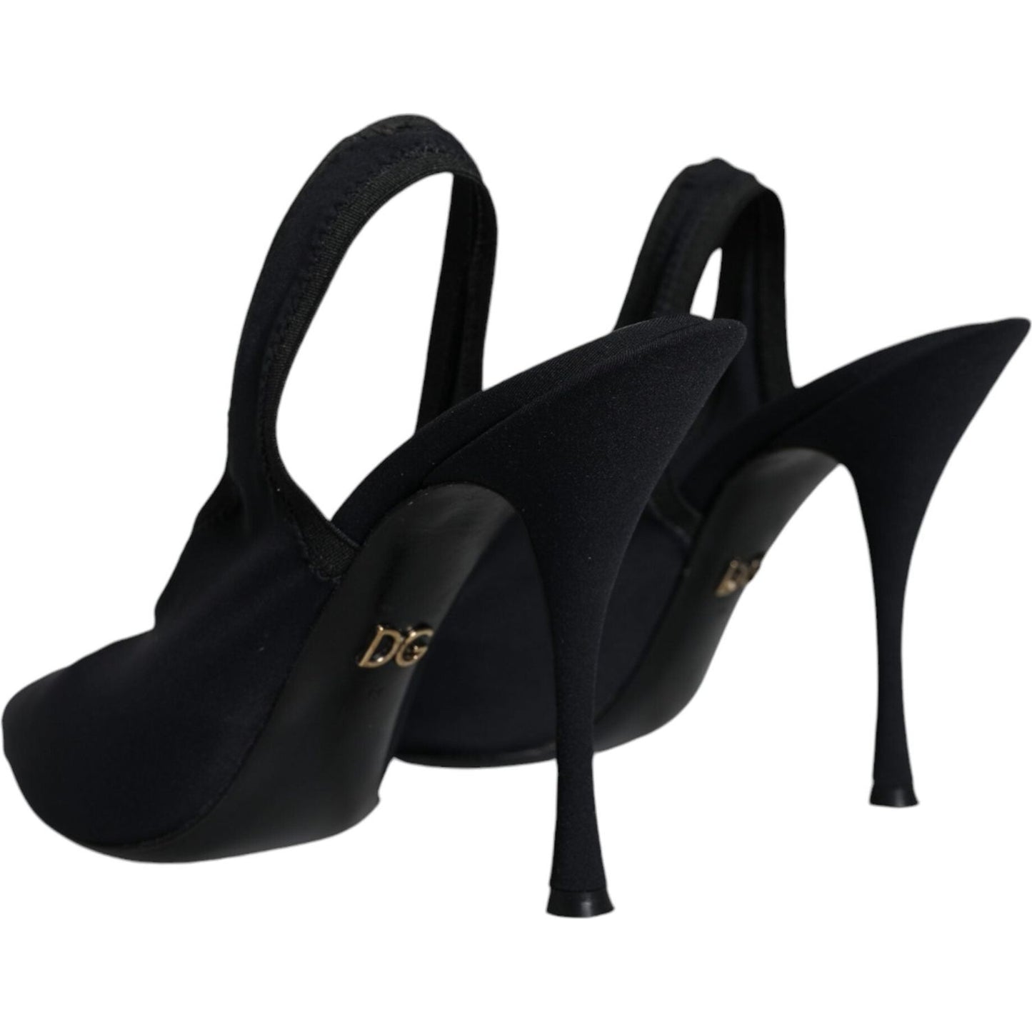 Dolce & Gabbana Black Jersey Stretch Heels Slingback Shoes LA11690-39