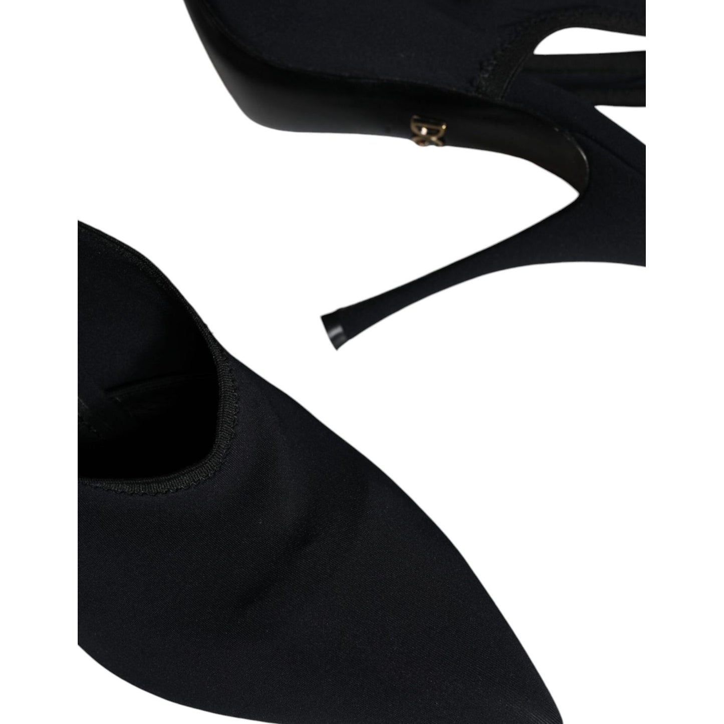 Dolce & Gabbana Black Jersey Stretch Heels Slingback Shoes LA11690-39
