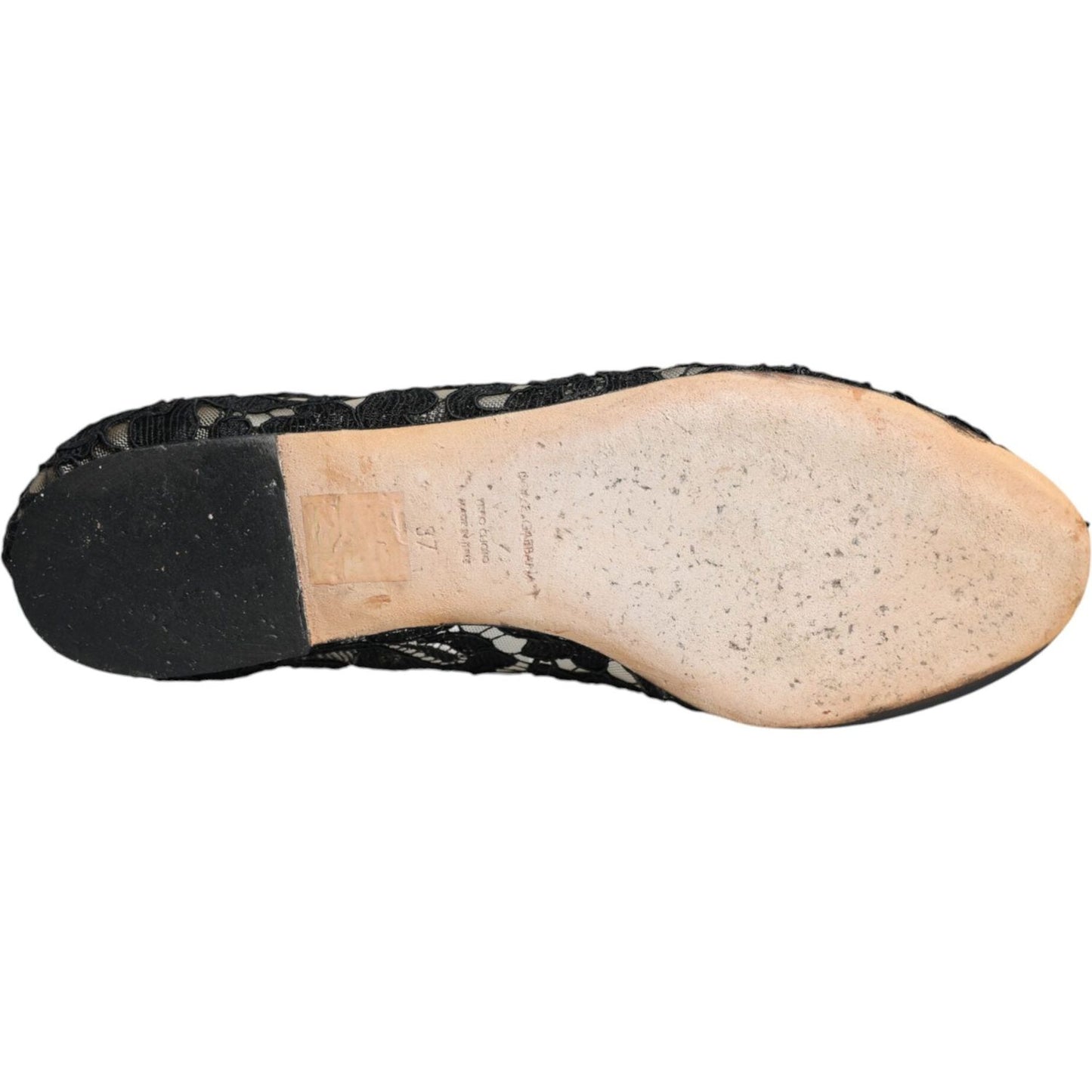 Dolce & Gabbana Black Lace Crystal Ballet Flats Loafer Shoes LA11728-37